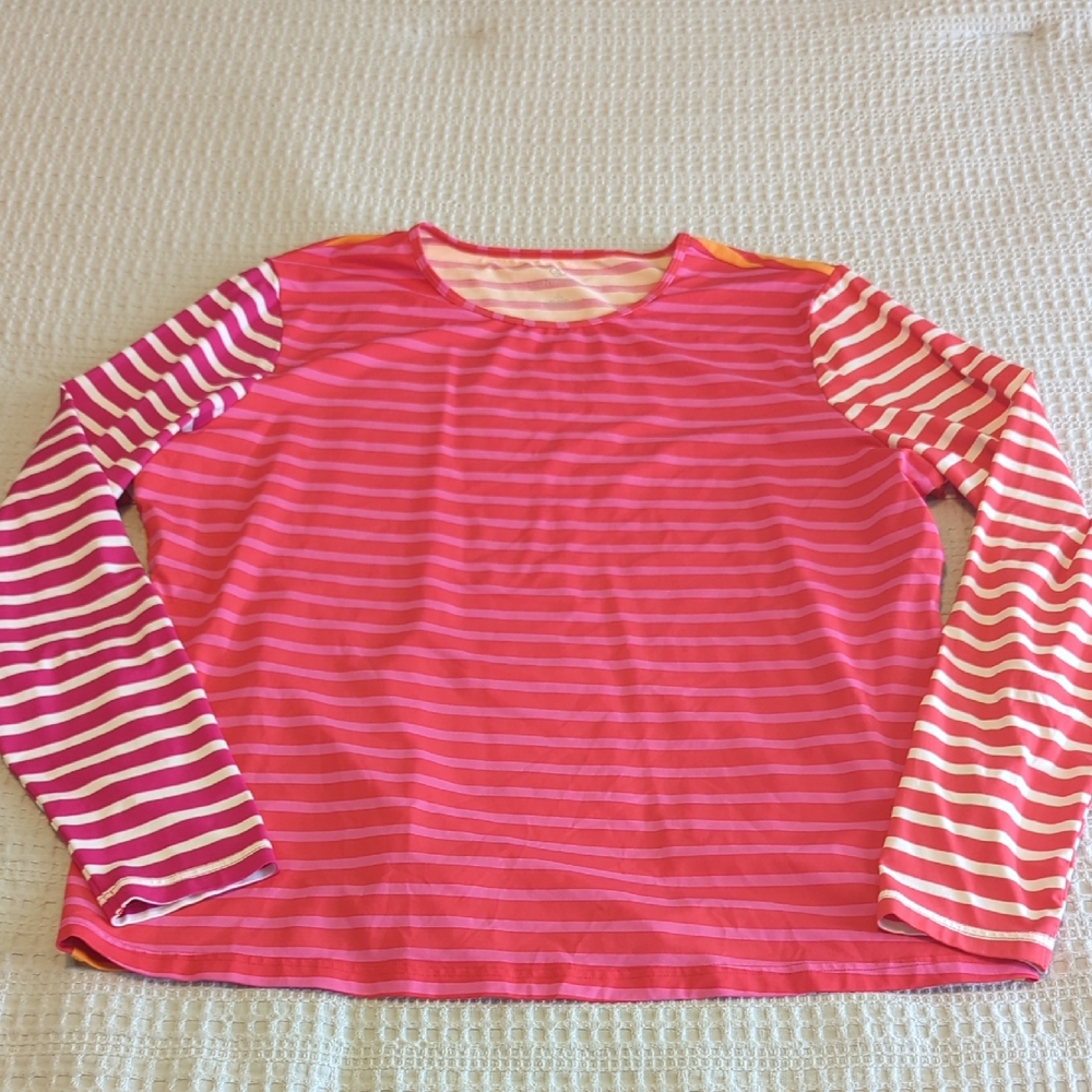 Lands' End Pink and Cream Striped Top